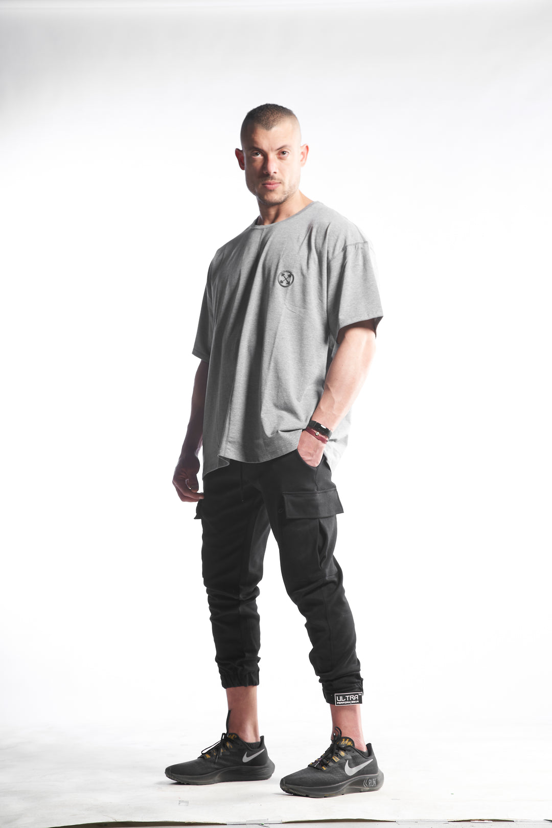 Oversized Bar-Basic T-Shirt [Heather Grey] -  - Gym Apparel Egypt