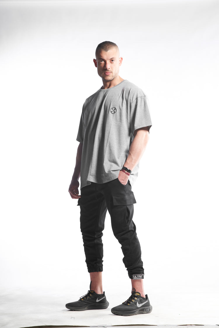 Oversized Bar-Basic T-Shirt [Heather Grey] -  - Gym Apparel Egypt