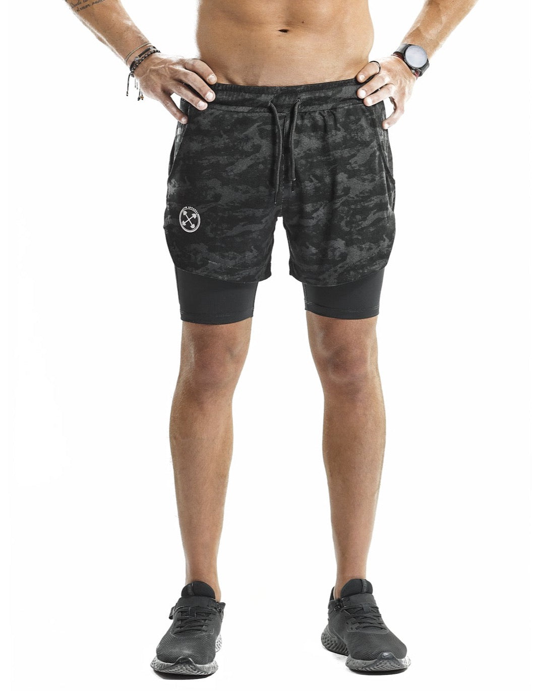 2 in 1 Functional Training Shorts [Smoke Camo/Black] Limited Edition - Shorts - Gym Apparel Egypt
