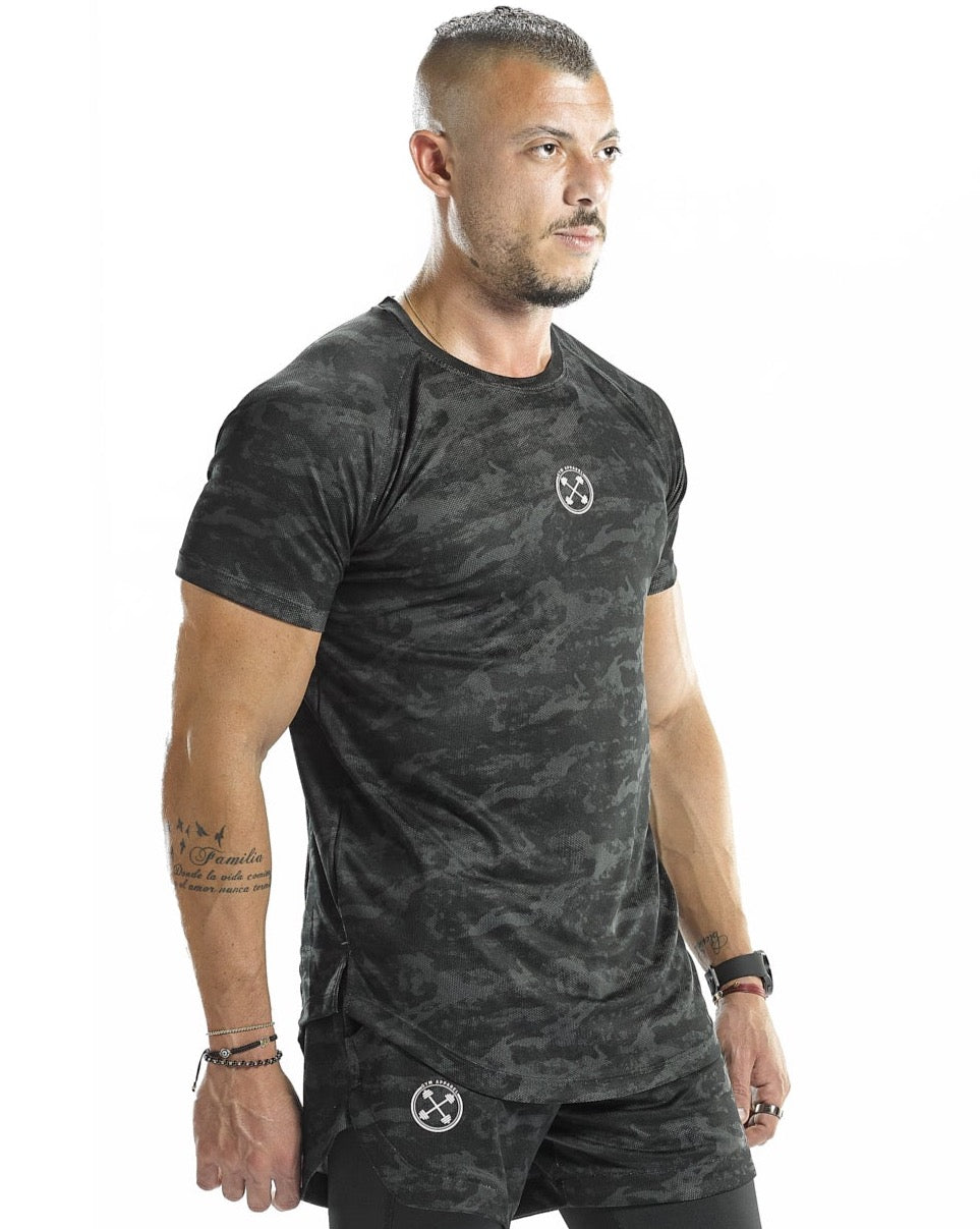 ULTRA Mesh Raglan T-Shirt [Smoke Camo] Limited Edition - T-Shirt - Gym Apparel Egypt