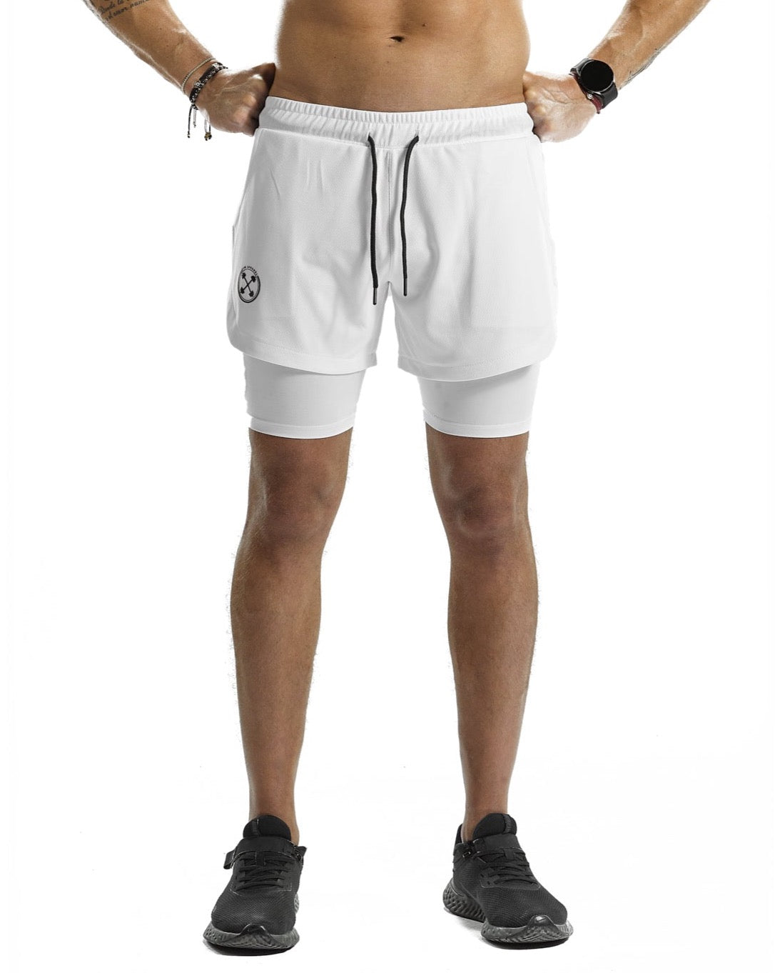 2 in 1 Functional Training Shorts [White] - Shorts - Gym Apparel Egypt