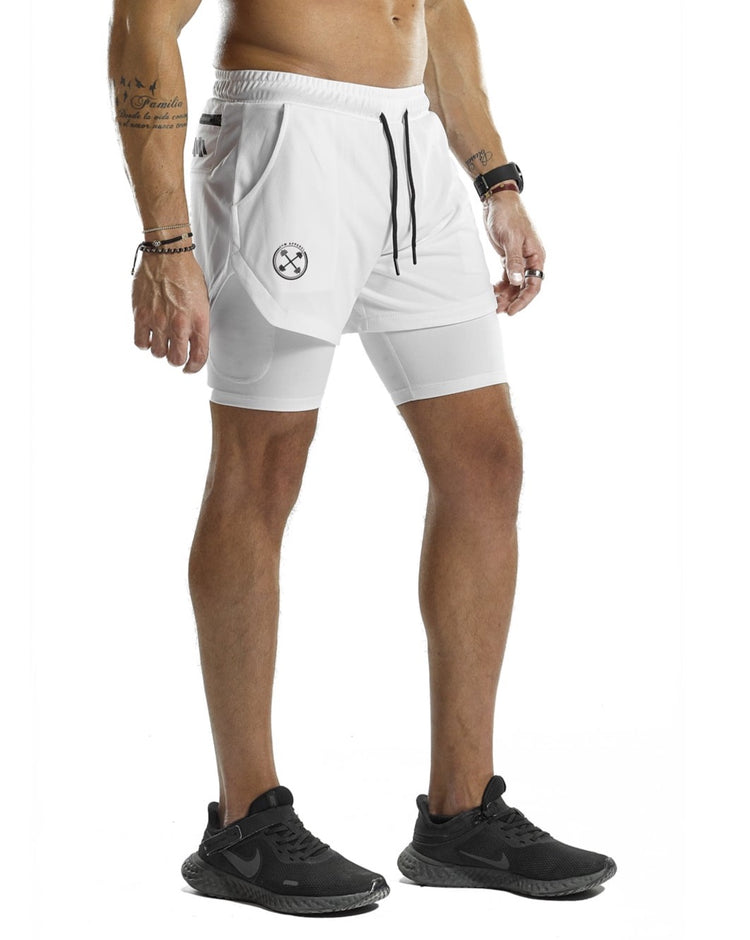 2 in 1 Functional Training Shorts [White] - Shorts - Gym Apparel Egypt