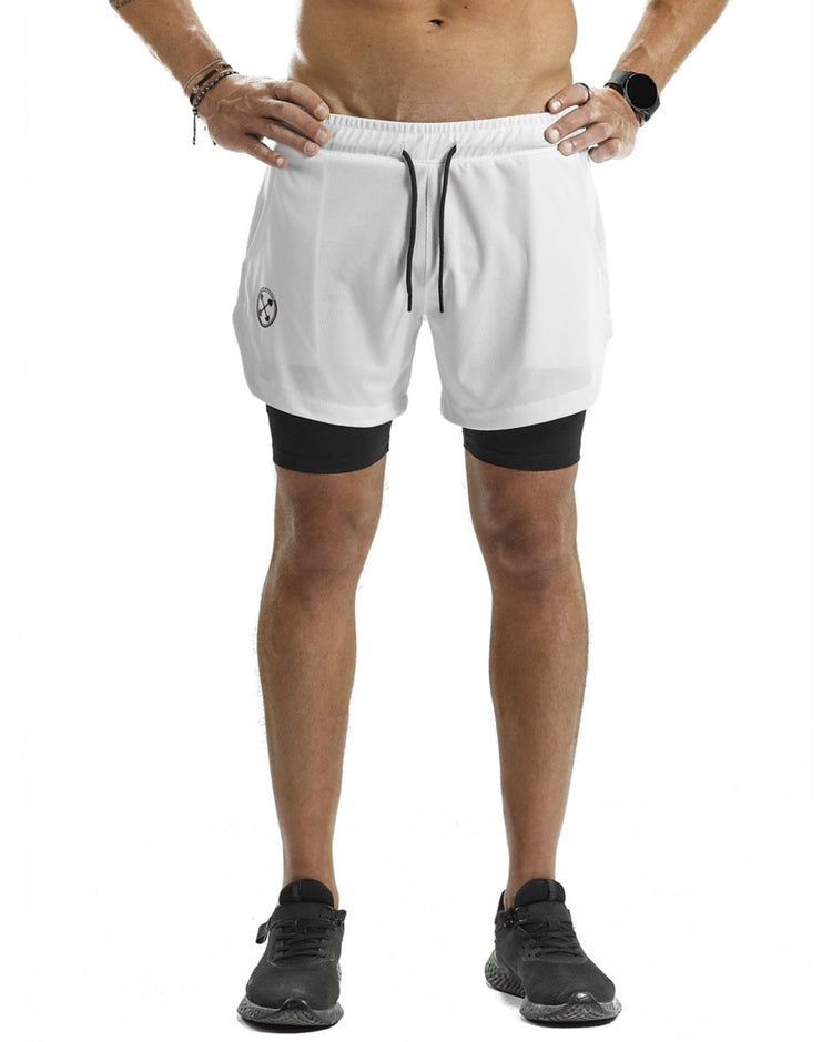 2 in 1 Functional Training Shorts [White] - Shorts - Gym Apparel Egypt