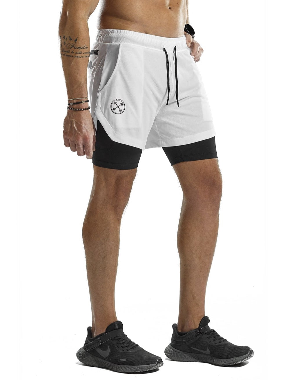 2 in 1 Functional Training Shorts [White] - Shorts - Gym Apparel Egypt