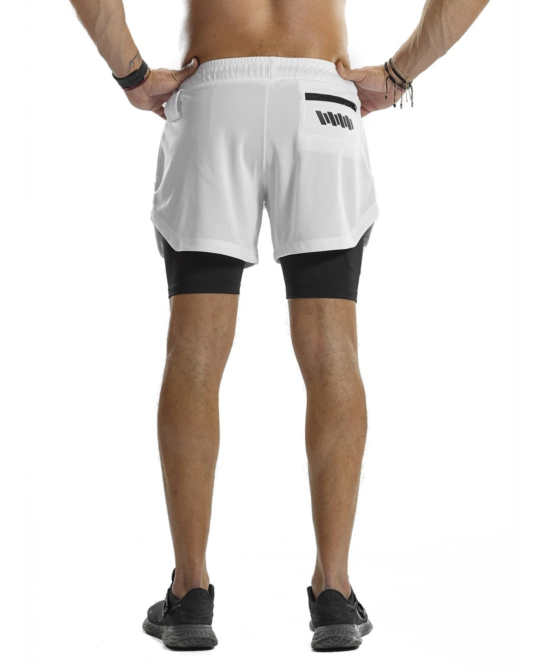 2 in 1 Functional Training Shorts [White] - Shorts - Gym Apparel Egypt