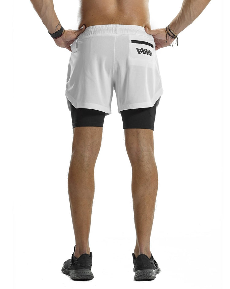 2 in 1 Functional Training Shorts [White] - Shorts - Gym Apparel Egypt