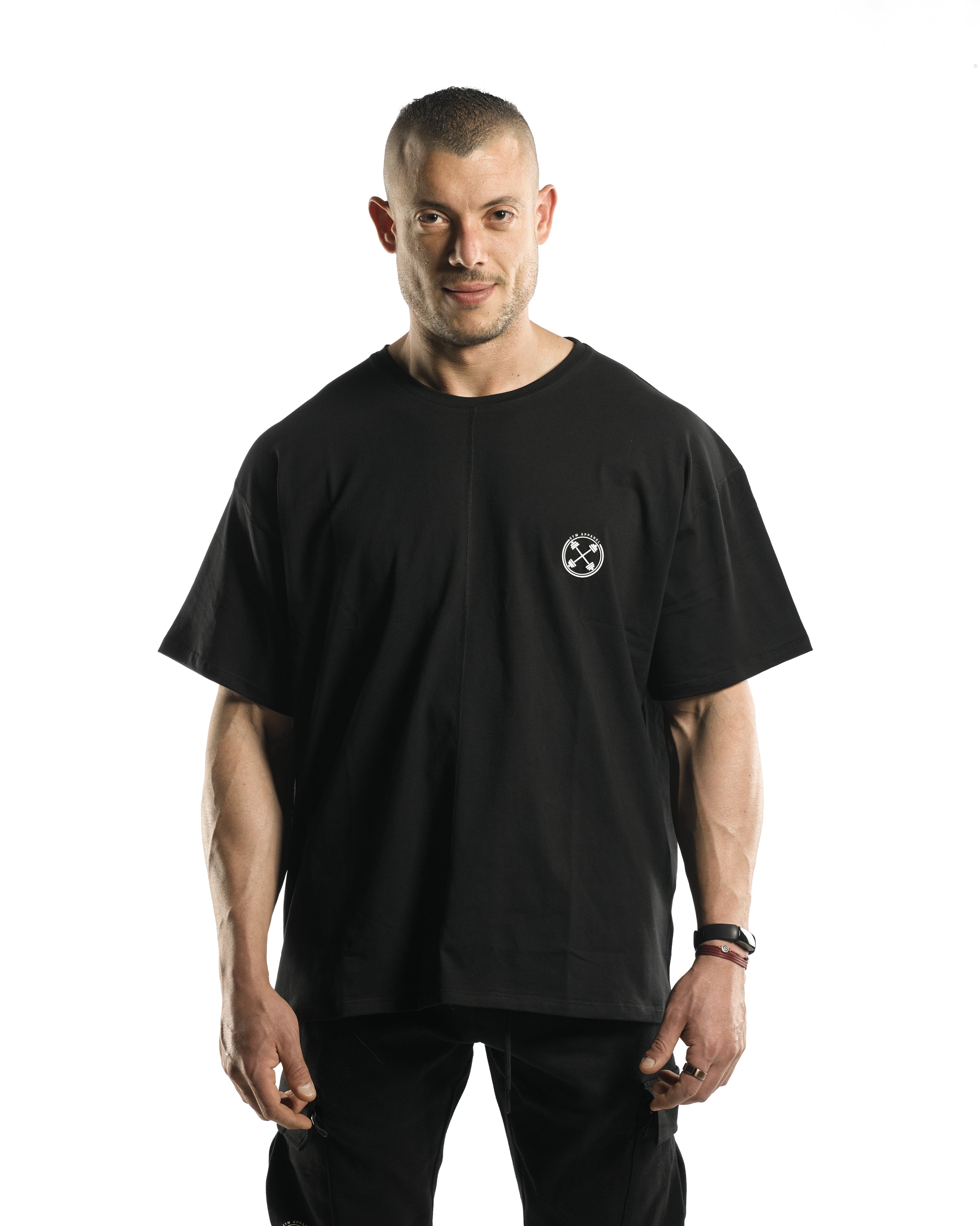 Oversized Bar-Basic T-Shirt [Black] -  - Gym Apparel Egypt