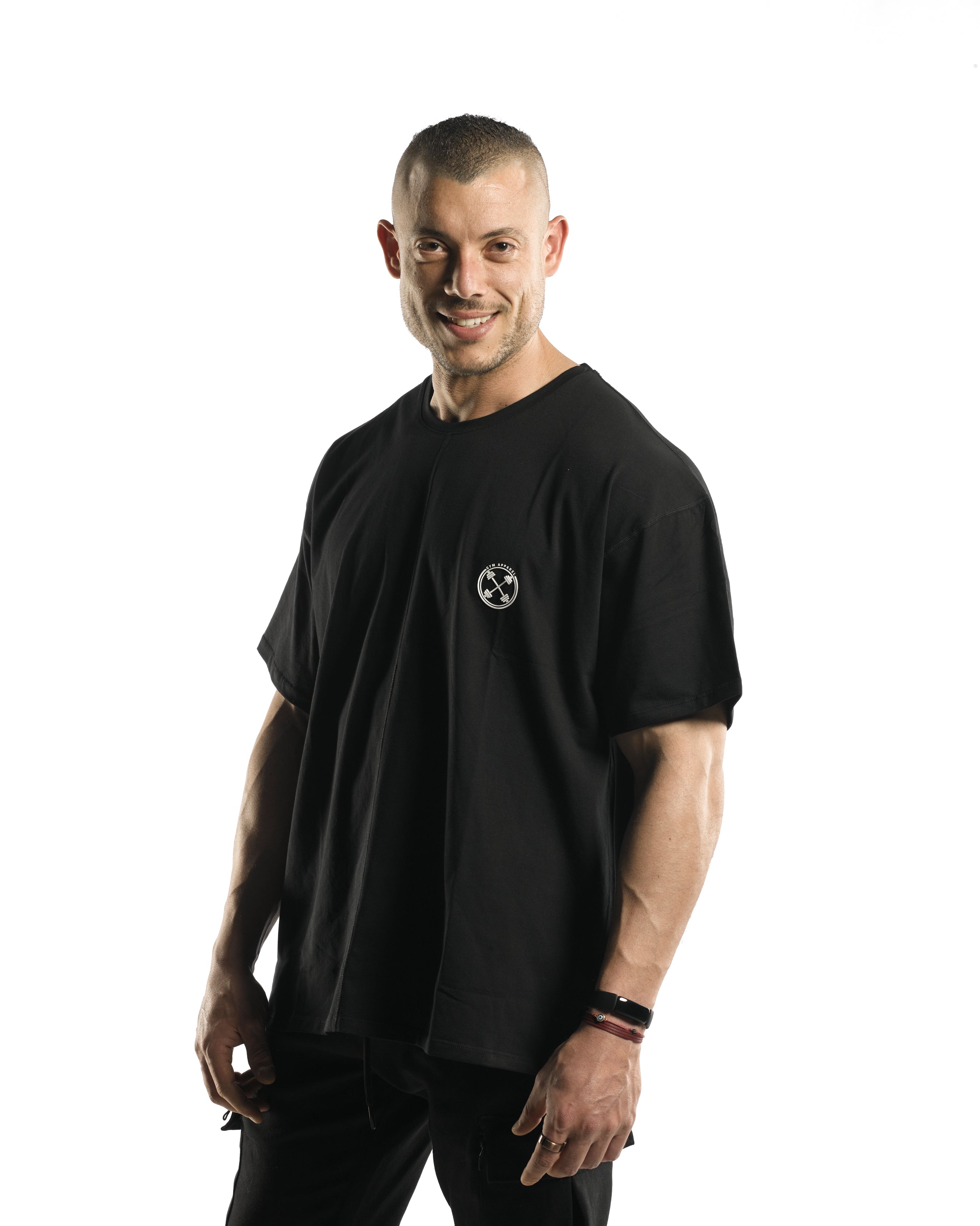 Oversized Bar-Basic T-Shirt [Black] -  - Gym Apparel Egypt