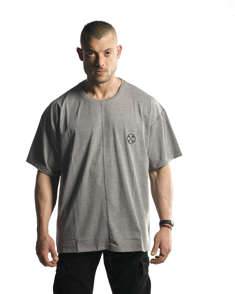 Oversized Bar-Basic T-Shirt [Heather Grey] -  - Gym Apparel Egypt