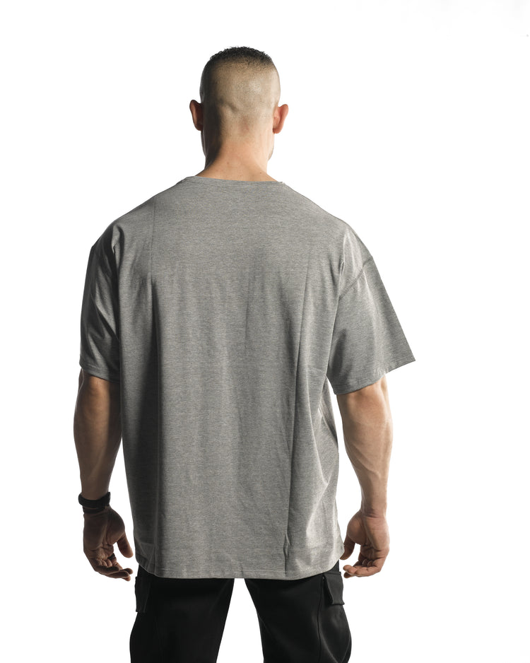 Oversized Bar-Basic T-Shirt [Heather Grey] -  - Gym Apparel Egypt