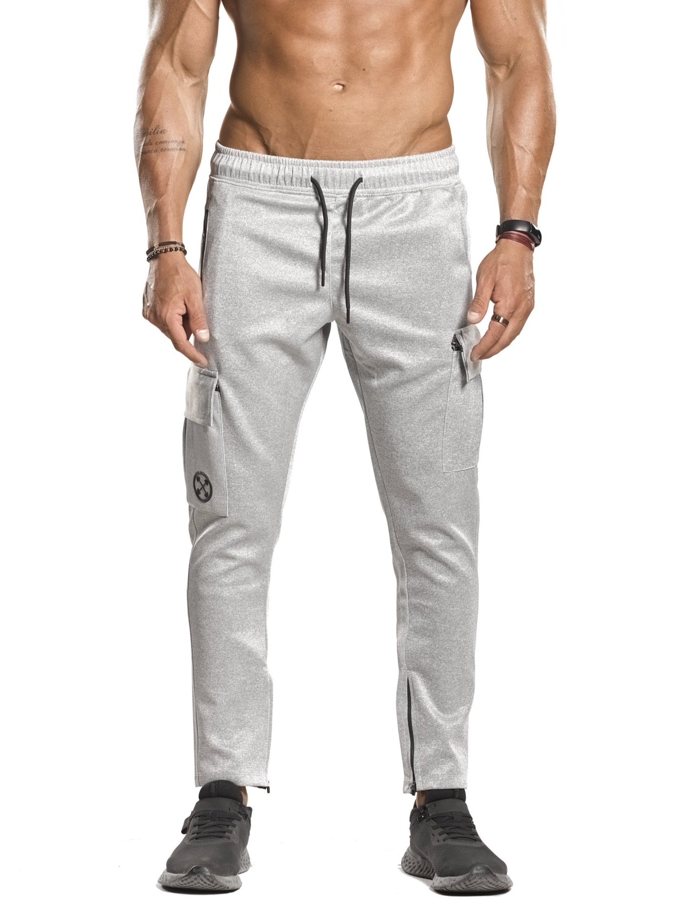 Tapered Cargo Zip Joggers - ULTRA Perform-Gear [Light Heather Grey] Limited Quantity - Sweatpants/Joggers - Gym Apparel Egypt