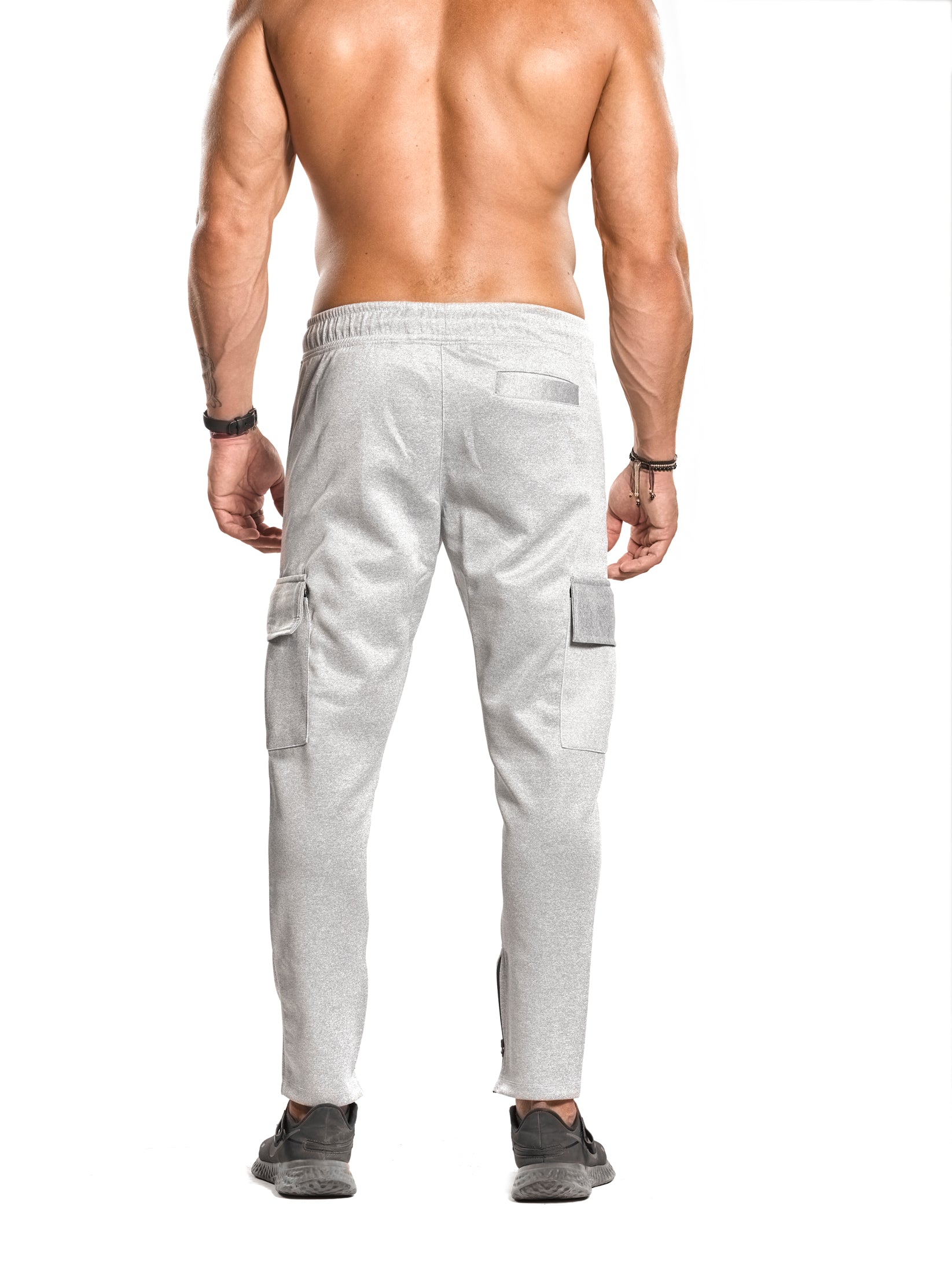 Tapered Cargo Zip Joggers - ULTRA Perform-Gear [Light Heather Grey] Limited Quantity - Sweatpants/Joggers - Gym Apparel Egypt