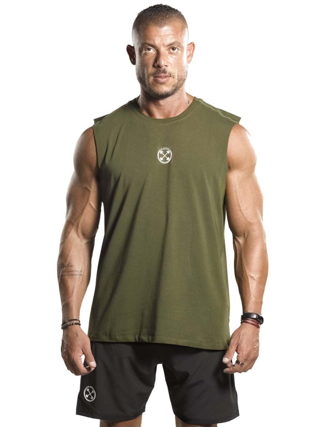 RAW Deep Cut Bar-Basic Tank [Olive Green] - Tank - Gym Apparel Egypt