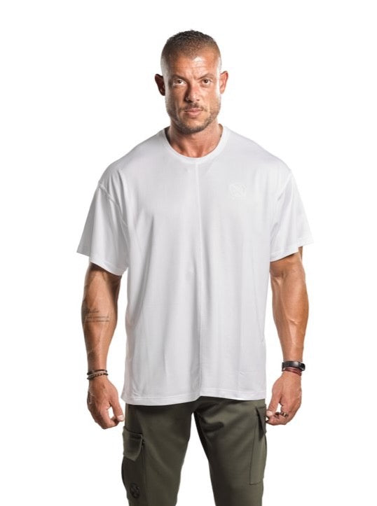 Oversized Bar-Basic T-Shirt [White] - T-Shirt - Gym Apparel Egypt