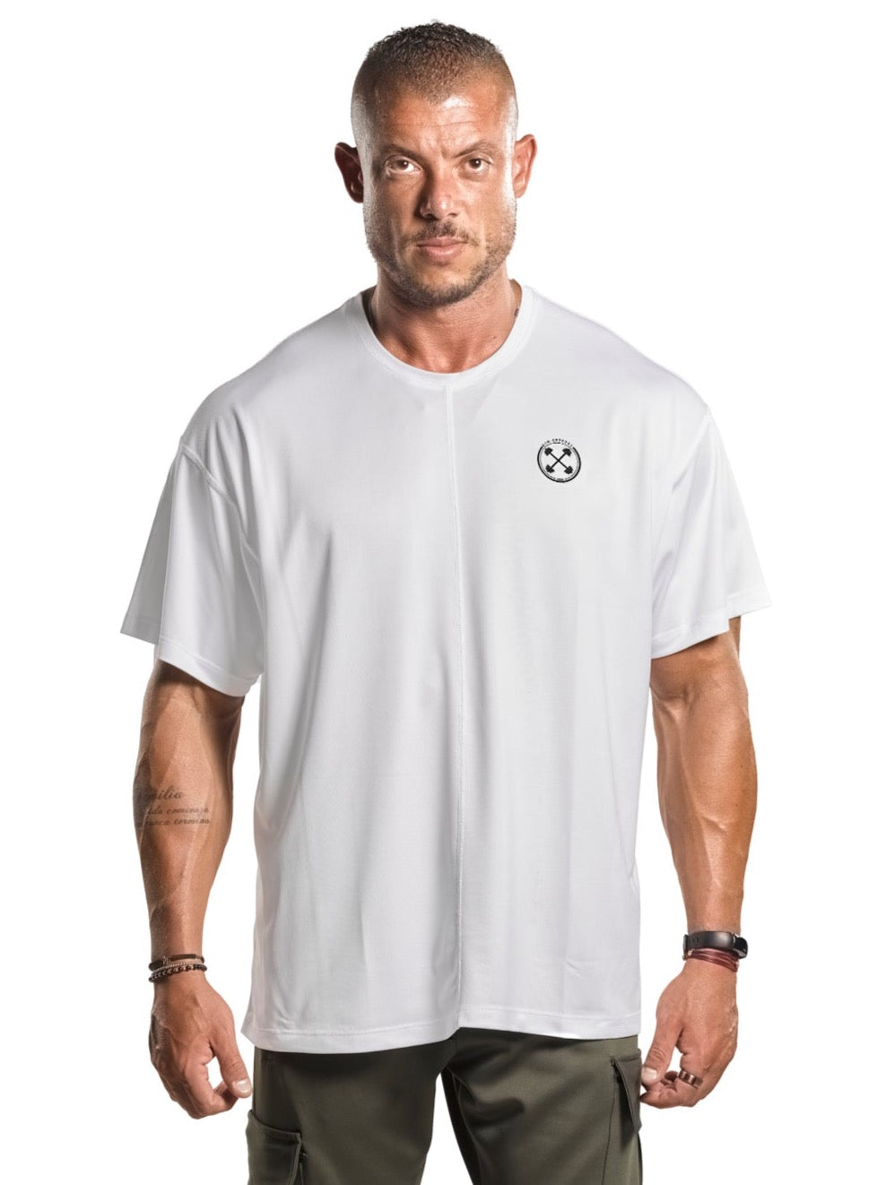 Oversized Bar-Basic T-Shirt [White] Limited Quantities - T-Shirt - Gym Apparel Egypt