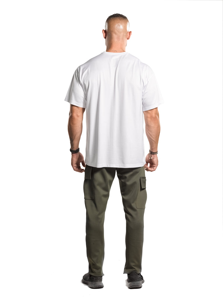 Oversized Bar-Basic T-Shirt [White] - T-Shirt - Gym Apparel Egypt
