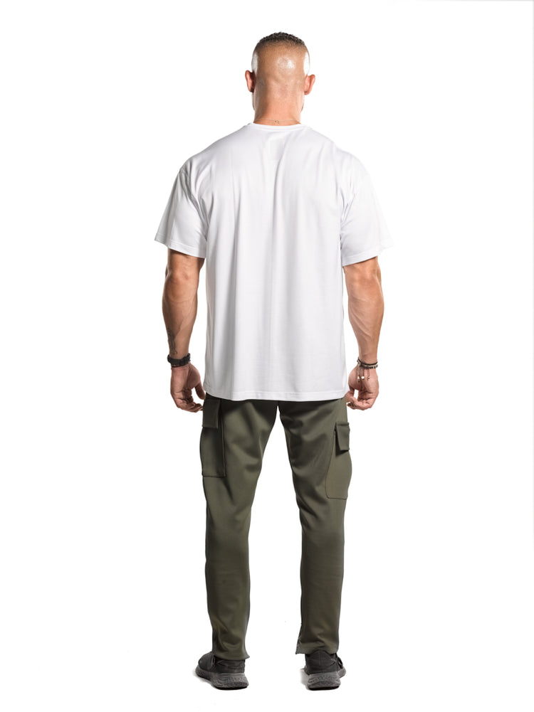 Oversized Bar-Basic T-Shirt [White] - T-Shirt - Gym Apparel Egypt