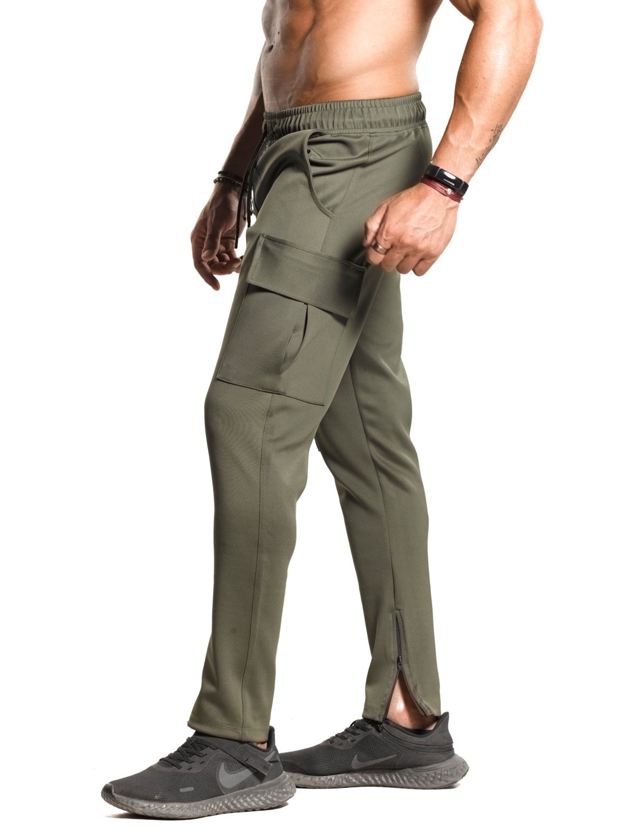 Tapered Cargo Zip Joggers - UPG [Olive Green] Limited Pieces - Sweatpants/Joggers - Gym Apparel Egypt