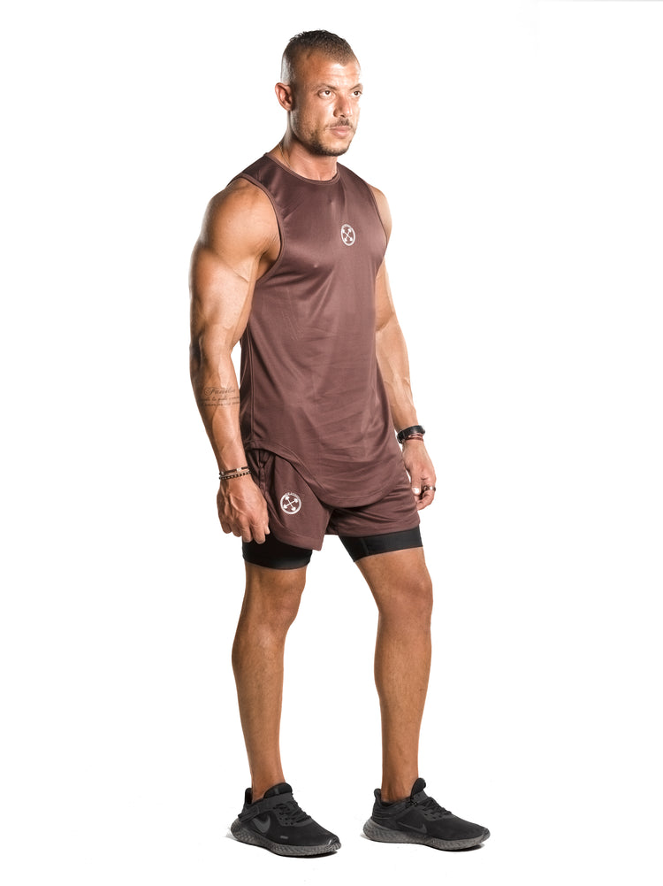 ULTRA Scalloped Tank [Brown] - Tank - Gym Apparel Egypt